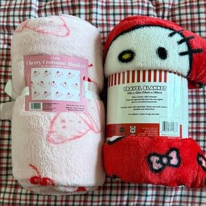Hello Kitty Pink and Red Travel Blanket Set